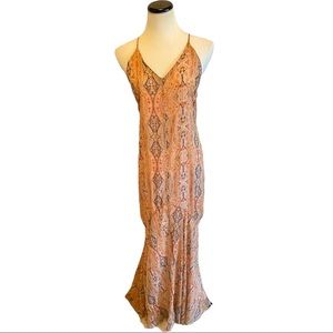 Summer Dress Bohemian long with adjustable spaghetti straps beige tan floral